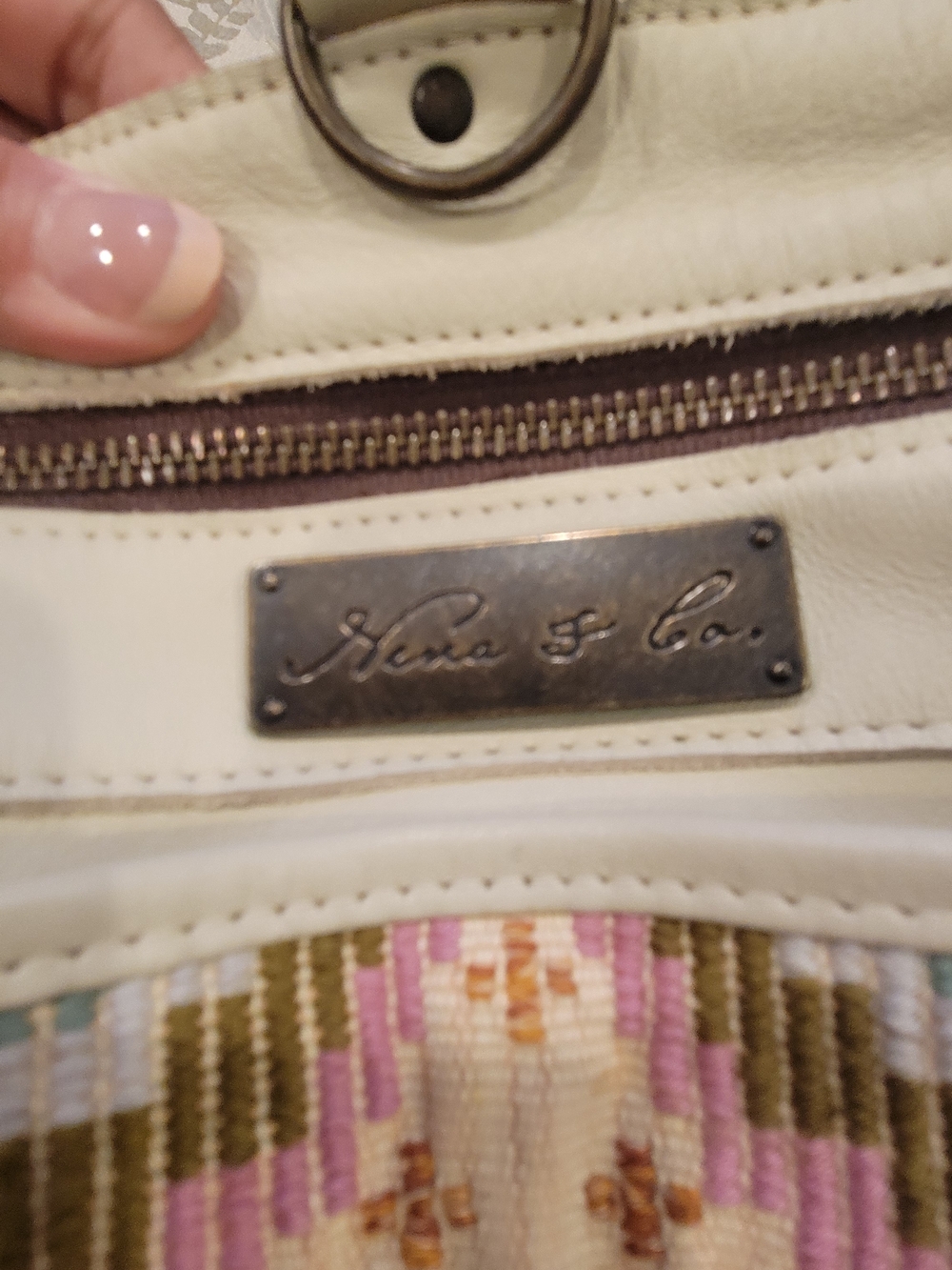 Nena & Co. Cream Tote with Multicolor Guatemalan  Huipil Textiles - Picture 4 of 11